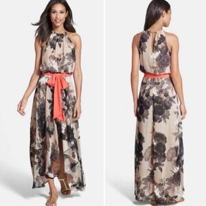 Eliza J Black and Cream Halter High Low Sundress